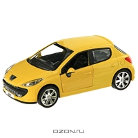 Peugeot 207. Коллекционная модель, цвет: желтый. Масштаб 1/32