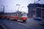 Dresden Neustadt,Tatra T4D tram with Moskvich 2140, 222 494-5 LINIE 26, November 1989